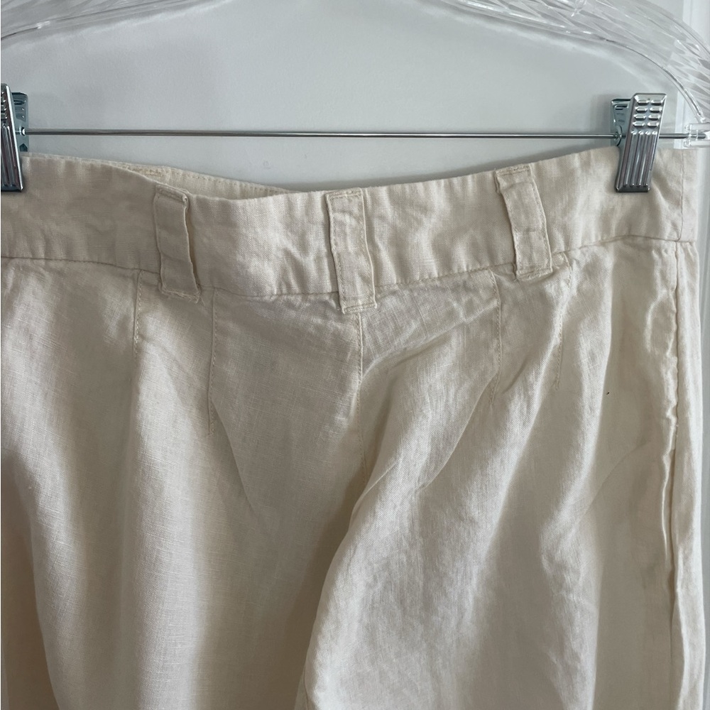 Nicole Miller 100% Linen Pants sz. 6 Vanilla White Wide-Leg Pants - Picture 4 of 5